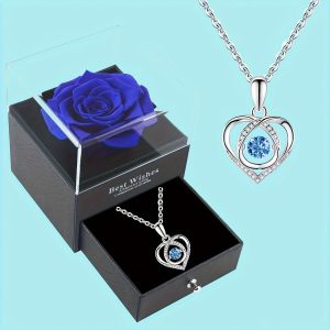 Rose gift box, fashionable Women's beating heart necklace, for girlfriends, for oneself, for mothers, Christmas, Valentine's Day, anniversaries, birthdays, parties, graduation season, daily gifts
