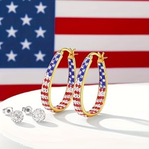 American Flag Earrings, Novel And Unique, Suitable For Embellishing And Matching Clothes On Various Occasions, Publicity And Eye-catching, Earrings For Women, Gift Exquisite Gift Box