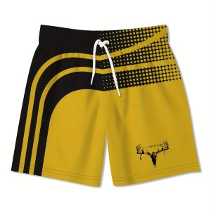 Men's Quick-Dry Swim Trunks with Elastic Waistband - Breathable Polyester, Black & White Geometric Print, Summer Beach & Outdoor Sports Shorts, Casual Athletic Style, Outdoor Leisure Shorts | Modern Swim Trunks | Stretchable Swimwear