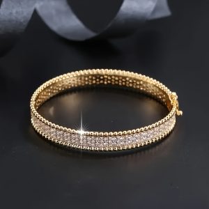 Moissanite Jewelry for Women: 18K Golden Plated 925 Sterling Silvery Hypoallergenic Bracelet with Dazzling Moissanite Stones, Elegant & Sexy Design for Weddingu002FValentinesu002FChristmas Gifts - Luxe Gift Box for Wife, Girlfriend, Mother