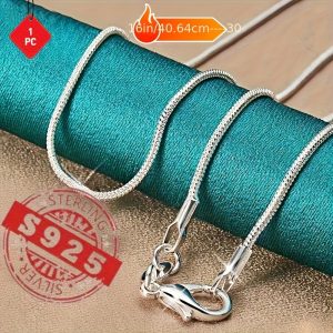 Vintage Boho 925 Sterling Silver Snake Chain Necklace, Hypoallergenic Sparkling Collar Necklace for Women, Perfect Gift for Valentine'S Day and Everyday Wear, 18